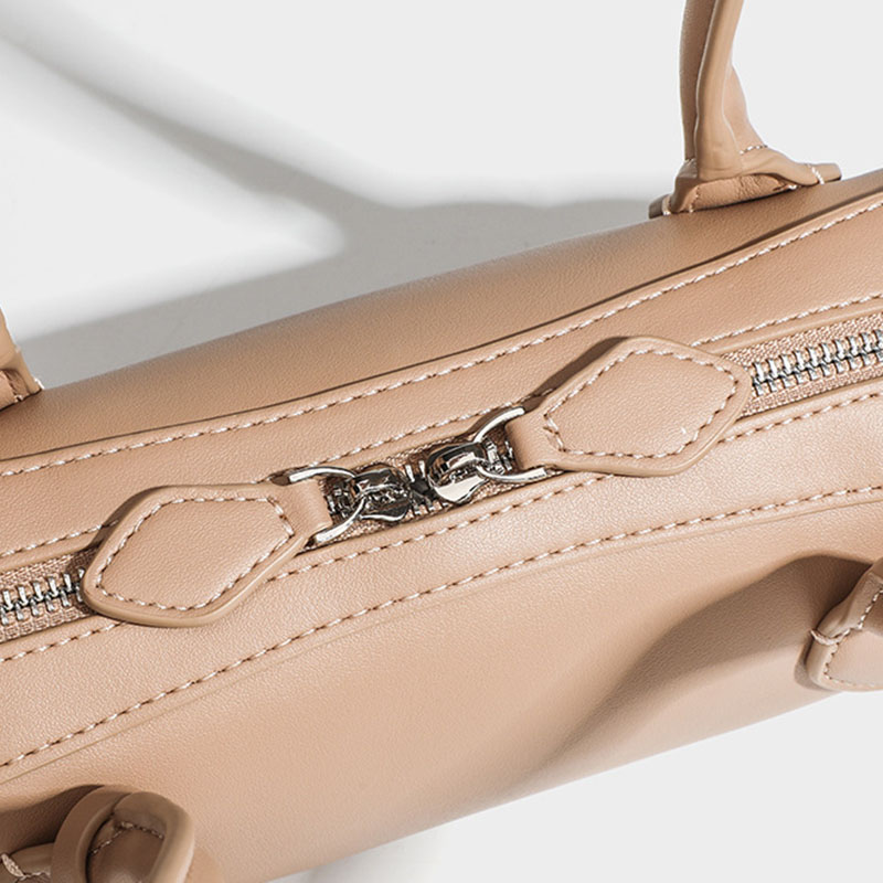 Women's Split Leather Minimalist Boston Shoulder Baguette Bag