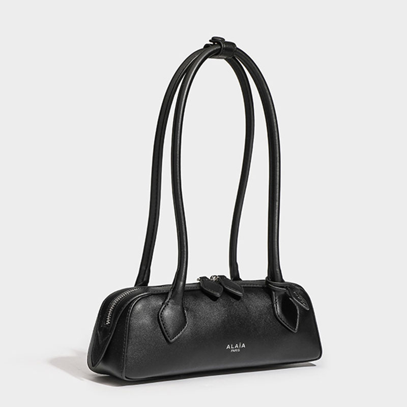 Women's Split Leather Minimalist Boston Shoulder Baguette Bag
