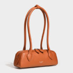 Women's Split Leather Minimalist Boston Shoulder Baguette Bag