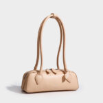 Women's Split Leather Minimalist Boston Shoulder Baguette Bag