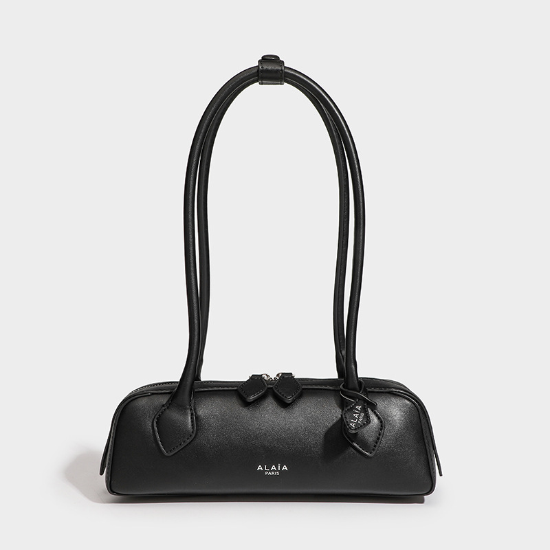 Women's Split Leather Minimalist Boston Shoulder Baguette Bag