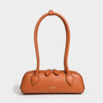 Women's Split Leather Minimalist Boston Shoulder Baguette Bag