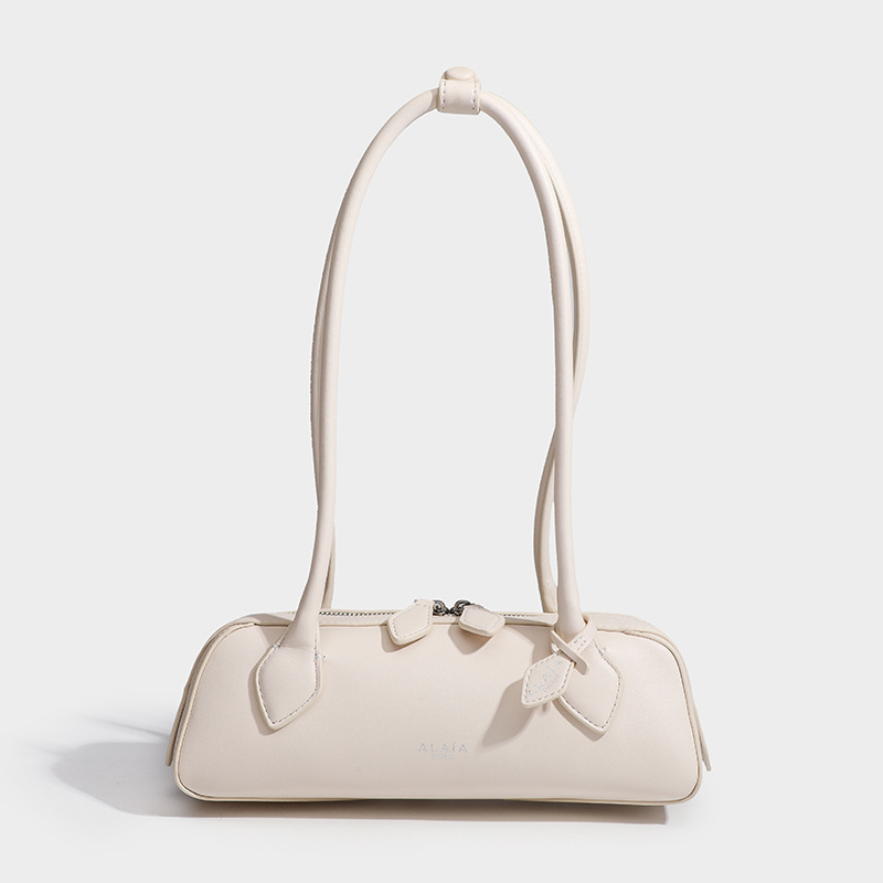 Women's Split Leather Minimalist Boston Shoulder Baguette Bag