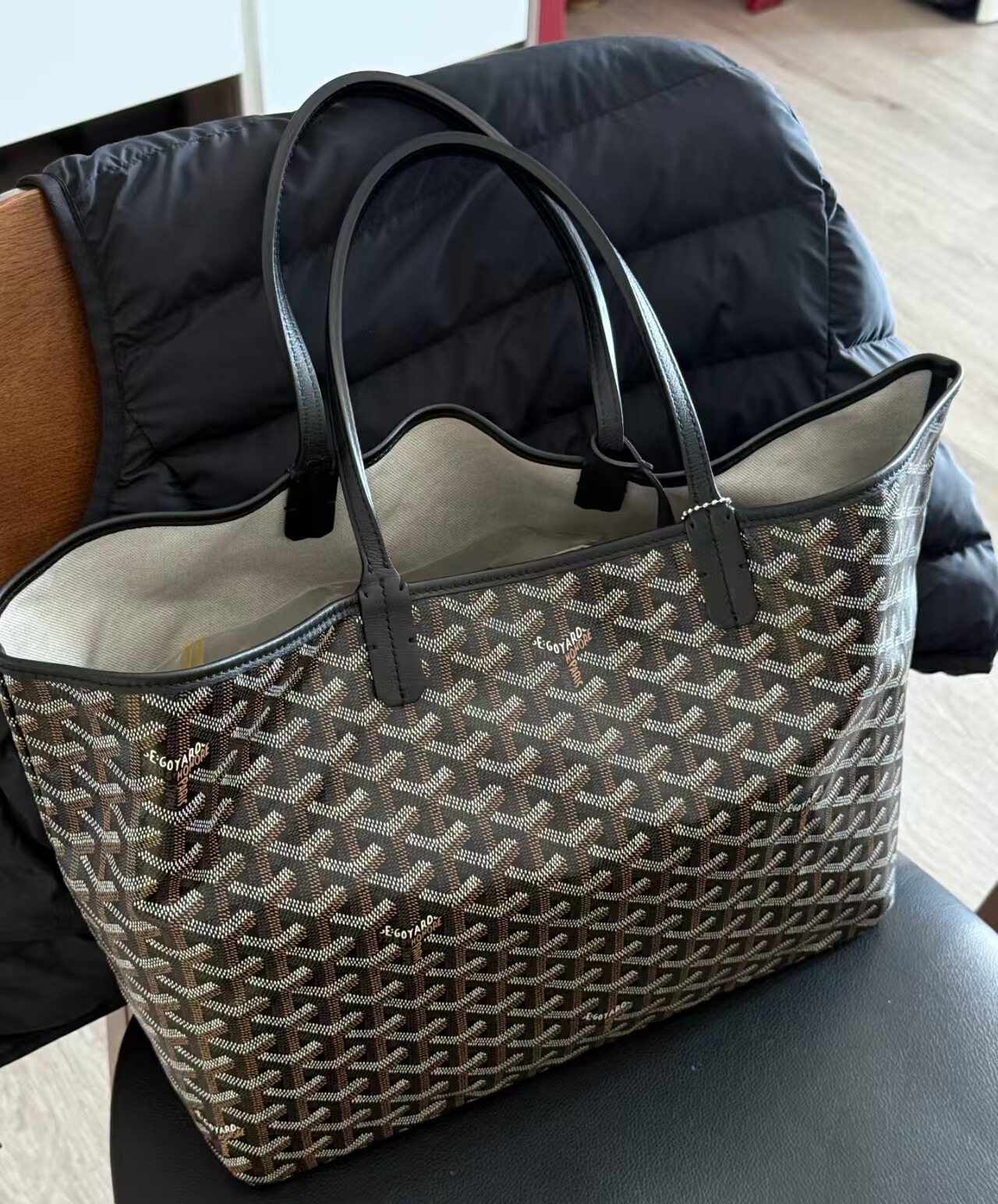 Fourre-tout en cuir fendu PVC Canvas imprimé géométrique pour femmes photo review