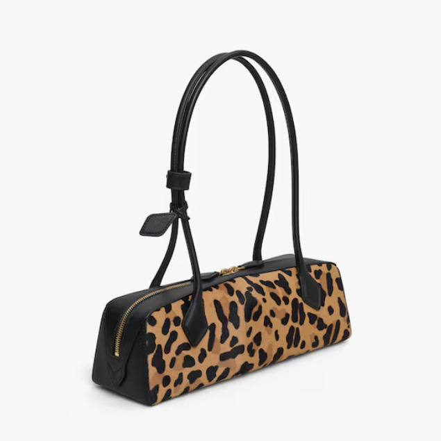 Women's Suede Leather Zip-Top Shoulder Baguette Bag