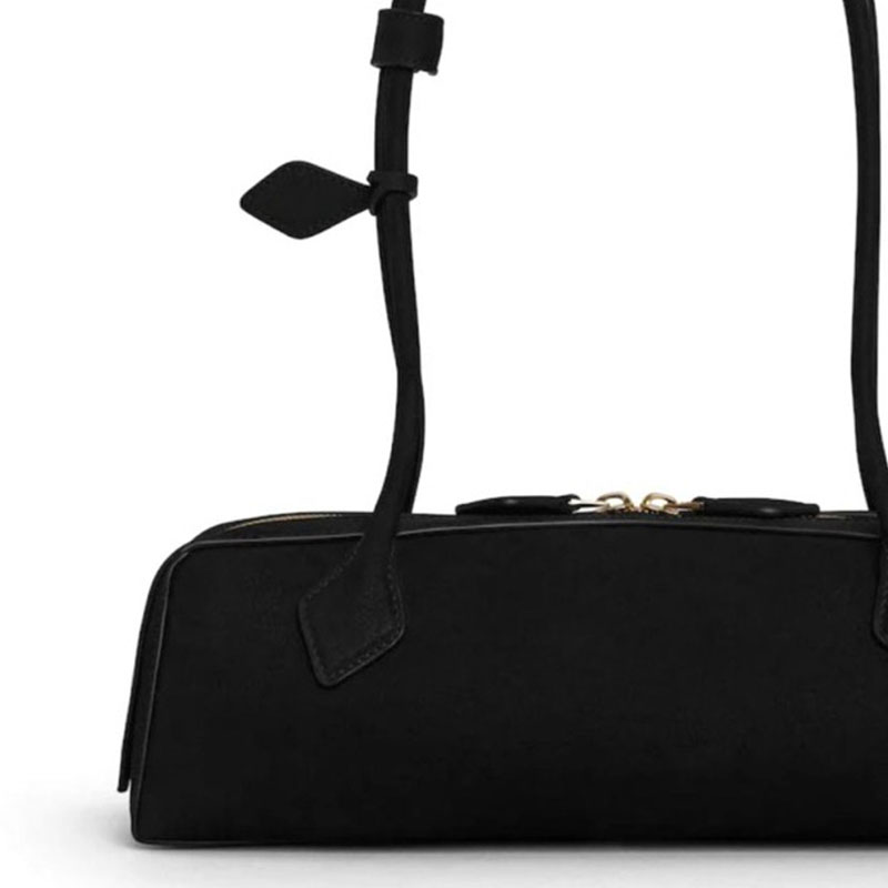 Women's Suede Leather Zip-Top Shoulder Baguette Bag