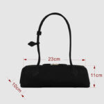 Women's Suede Leather Zip-Top Shoulder Baguette Bag