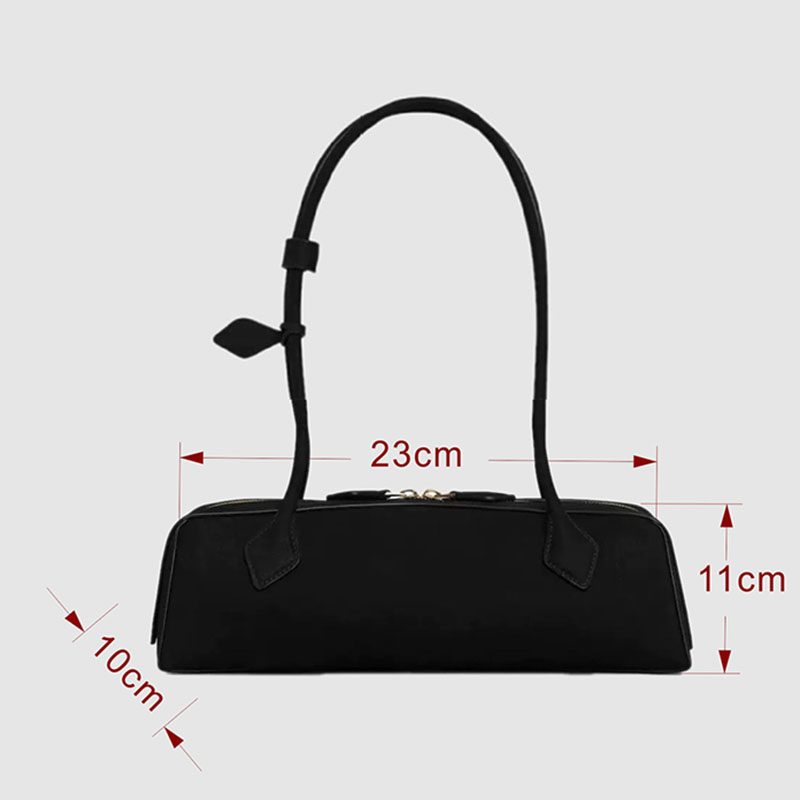 Women's Suede Leather Zip-Top Shoulder Baguette Bag