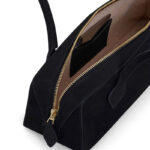 Women's Suede Leather Zip-Top Shoulder Baguette Bag