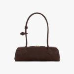 Women's Suede Leather Zip-Top Shoulder Baguette Bag