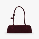 Women's Suede Leather Zip-Top Shoulder Baguette Bag