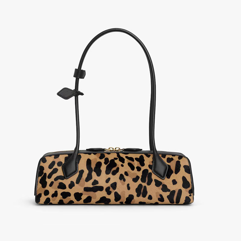 Women's Suede Leather Zip-Top Shoulder Baguette Bag
