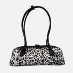 Women's Suede Leather Zip-Top Shoulder Baguette Bag