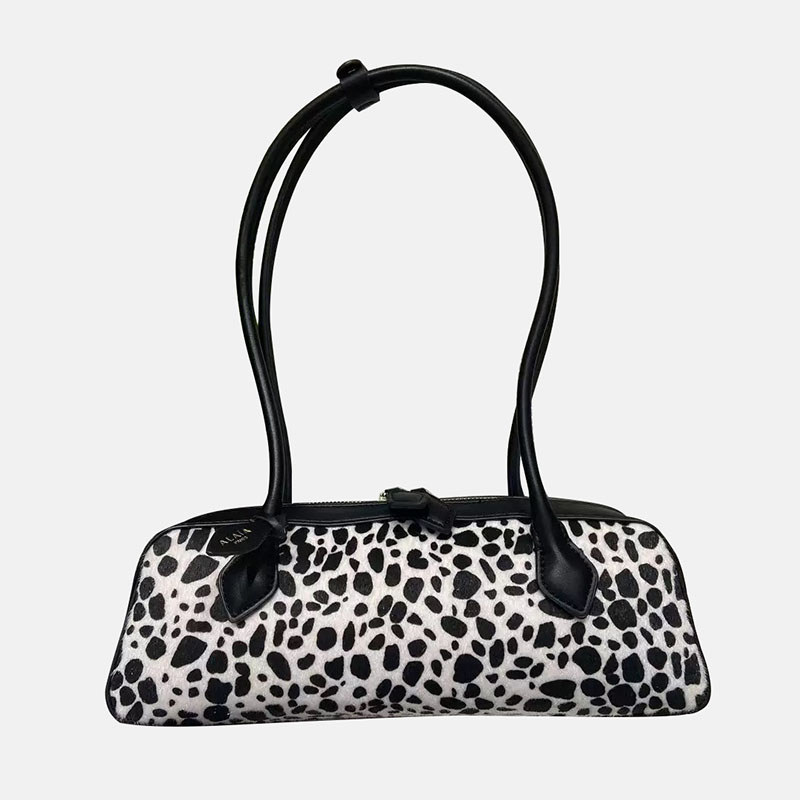 Women's Suede Leather Zip-Top Shoulder Baguette Bag