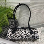 Women's Suede Leather Zip-Top Shoulder Baguette Bag