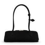 Women's Suede Leather Zip-Top Shoulder Baguette Bag