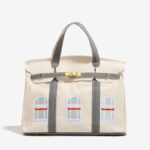 Women's Canvas Embroidered Window Top Handle Tote Bag