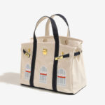 Women's Canvas Embroidered Window Top Handle Tote Bag