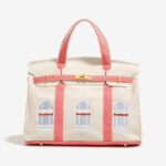 Women's Canvas Embroidered Window Top Handle Tote Bag