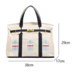 Women's Canvas Embroidered Window Top Handle Tote Bag