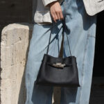 Women's Full-Grain Leather Structured Lock Crossbody Shoulder Hobo Bag