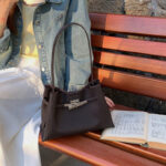 Women's Full-Grain Leather Structured Lock Crossbody Shoulder Hobo Bag