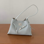 Women's Full-Grain Leather Structured Lock Crossbody Shoulder Hobo Bag