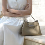 Women's Full-Grain Leather Structured Lock Crossbody Shoulder Hobo Bag