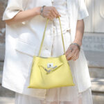 Women's Full-Grain Leather Structured Lock Crossbody Shoulder Hobo Bag