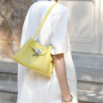 Women's Full-Grain Leather Structured Lock Crossbody Shoulder Hobo Bag