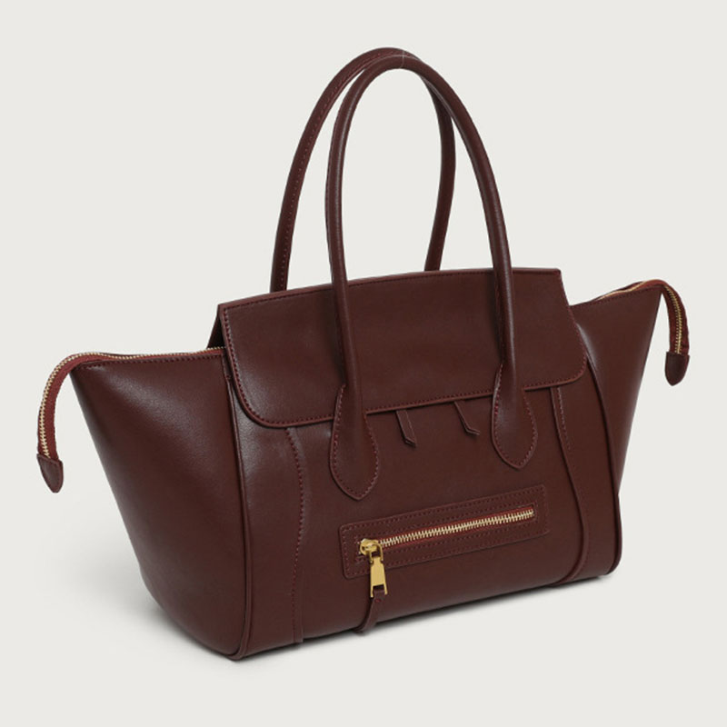 Women's Full-Grain Leather Structured Top Handle Tote Bag