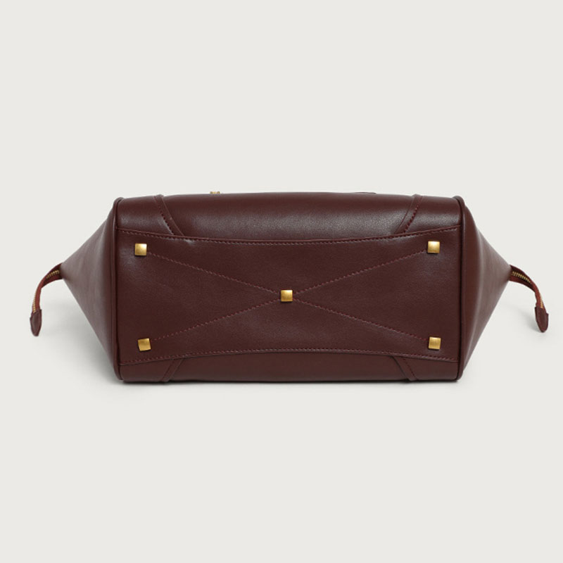 Women's Full-Grain Leather Structured Top Handle Tote Bag