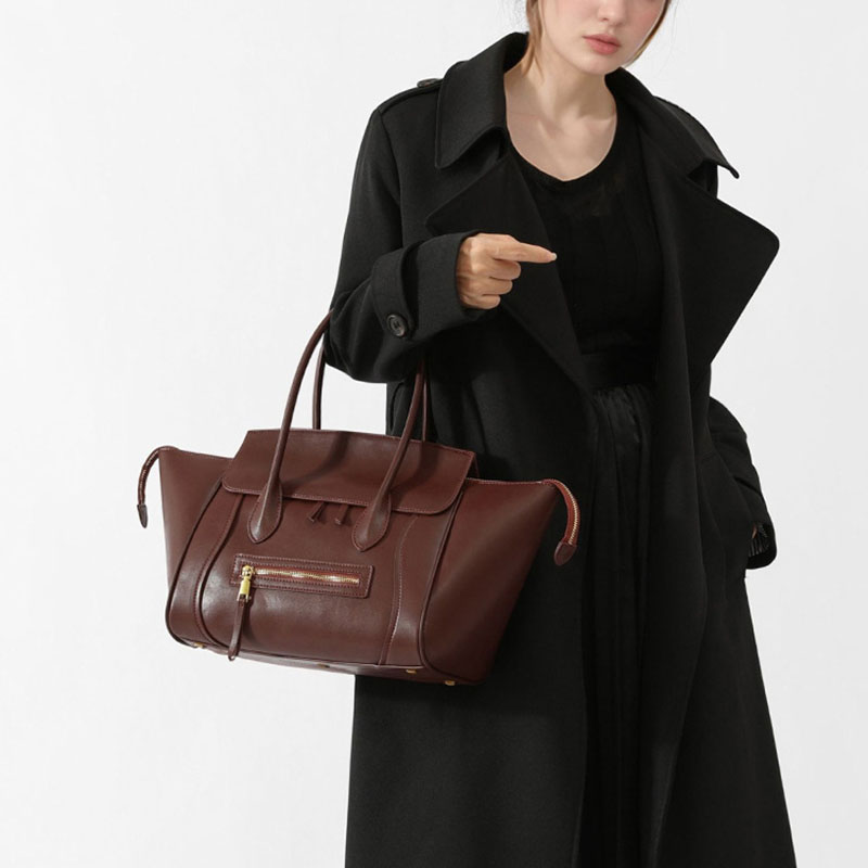 Women's Full-Grain Leather Structured Top Handle Tote Bag