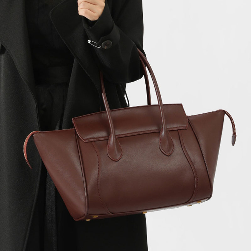 Women's Full-Grain Leather Structured Top Handle Tote Bag