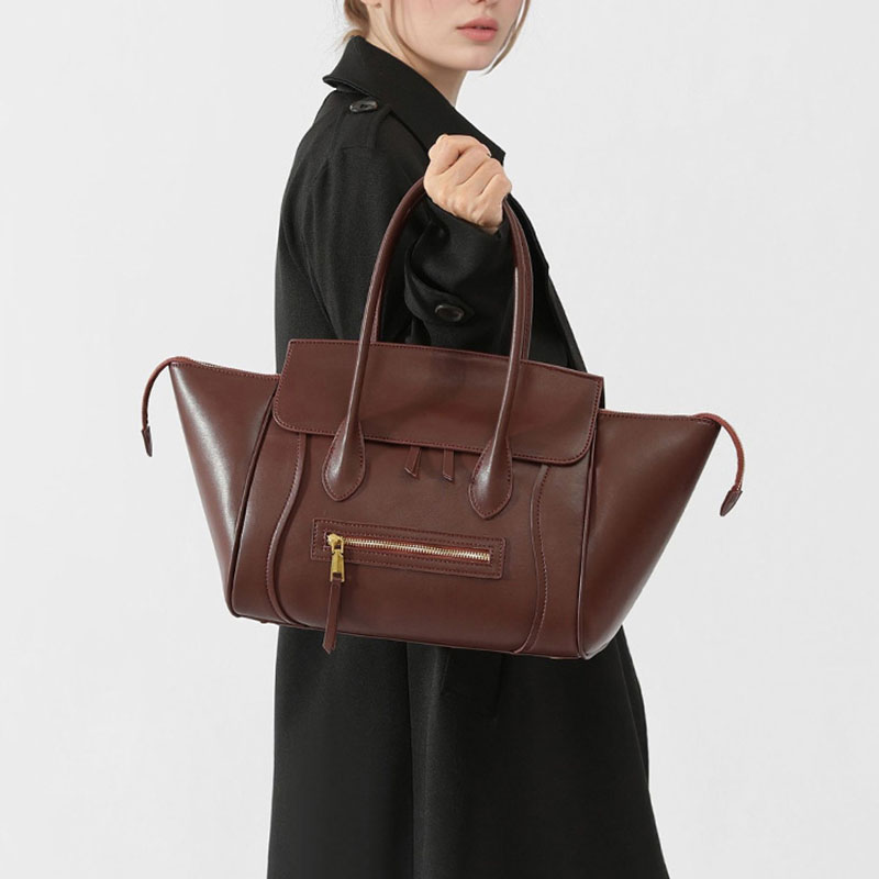 Women's Full-Grain Leather Structured Top Handle Tote Bag