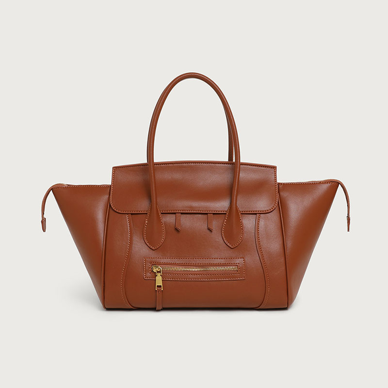 Women's Full-Grain Leather Structured Top Handle Tote Bag