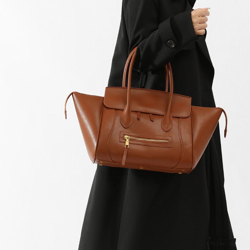 Women's Full-Grain Leather Structured Top Handle Tote Bag