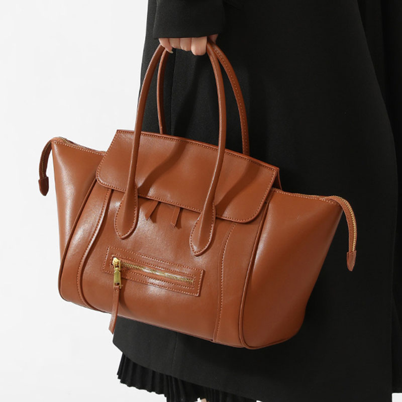 Women's Full-Grain Leather Structured Top Handle Tote Bag