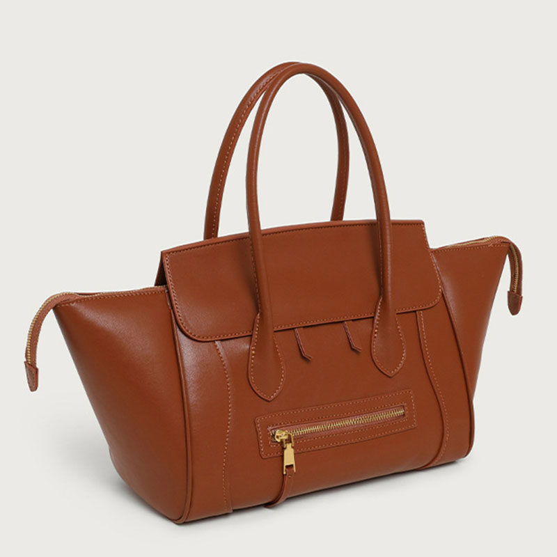 Women's Full-Grain Leather Structured Top Handle Tote Bag