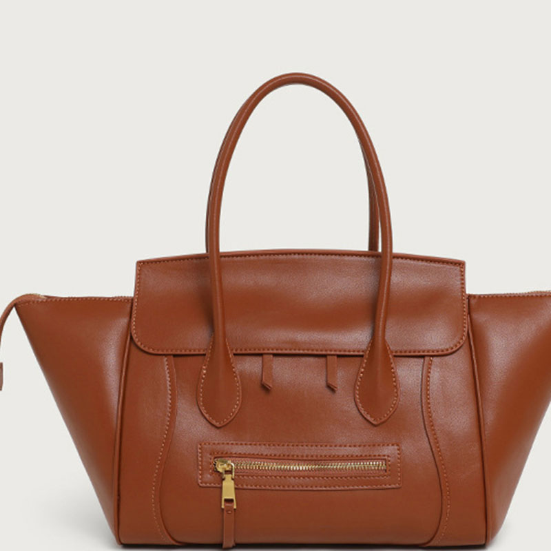 Women's Full-Grain Leather Structured Top Handle Tote Bag
