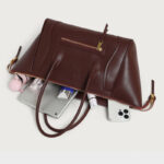 Women's Full-Grain Leather Structured Top Handle Tote Bag