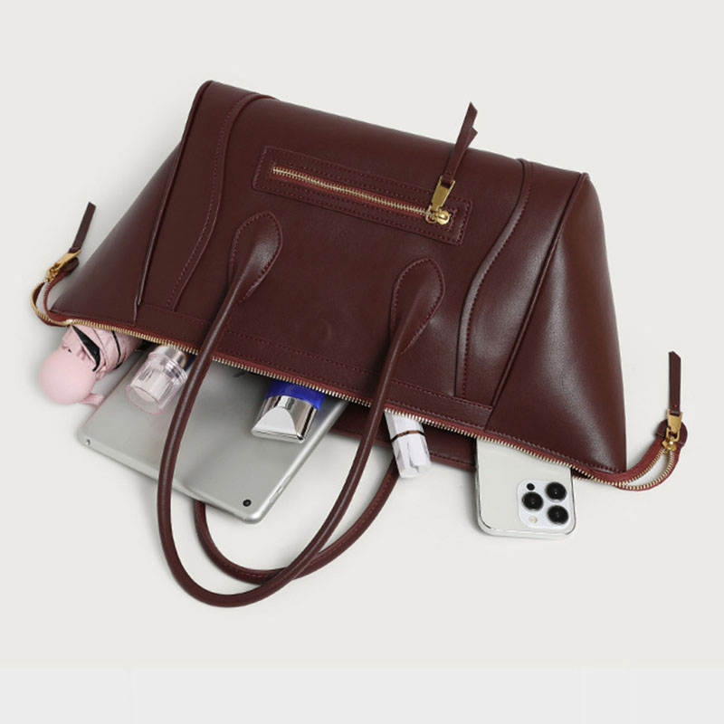 Women's Full-Grain Leather Structured Top Handle Tote Bag