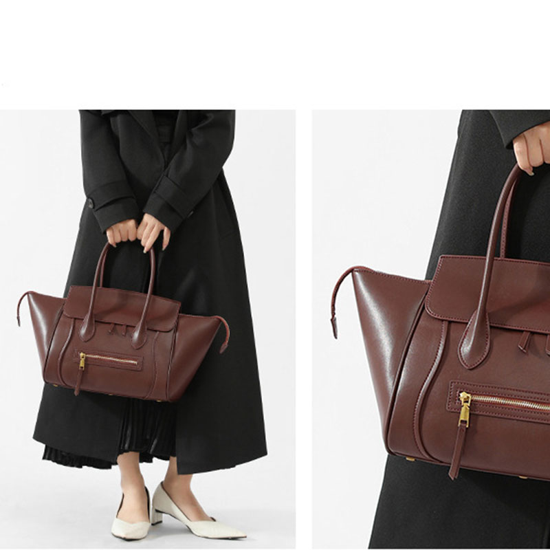 Women's Full-Grain Leather Structured Top Handle Tote Bag
