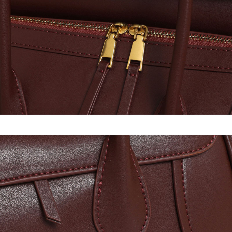 Women's Full-Grain Leather Structured Top Handle Tote Bag