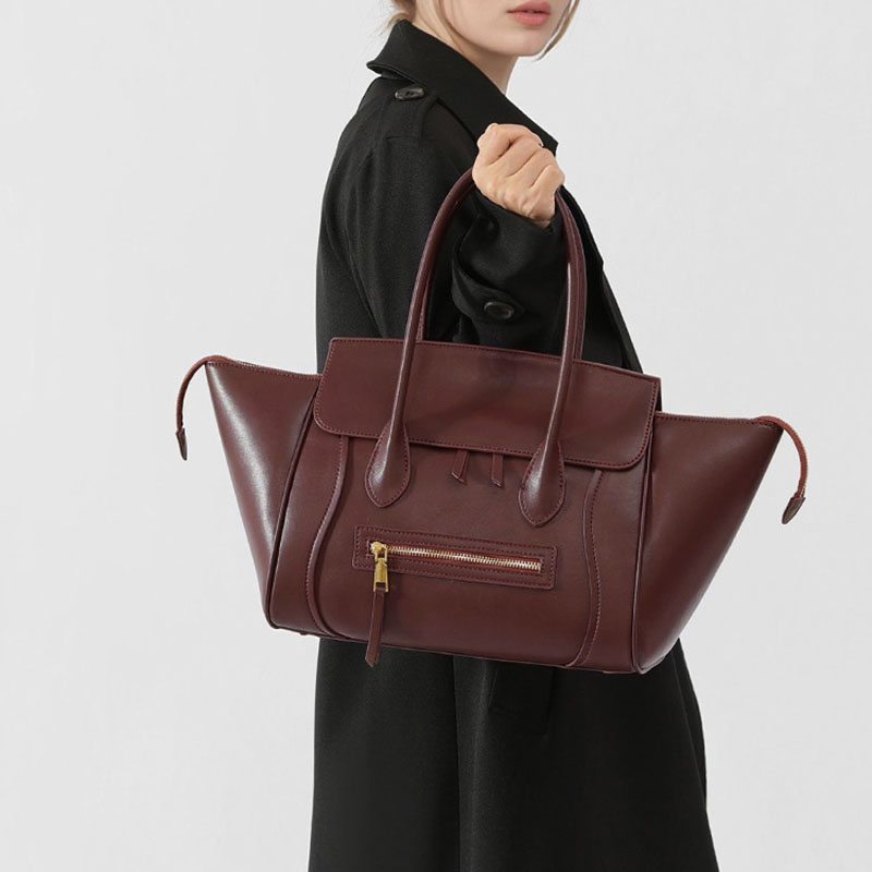 Women's Full-Grain Leather Structured Top Handle Tote Bag