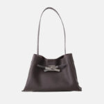 Women's Full-Grain Leather Textured Lock Detail Shoulder Hobo Bag
