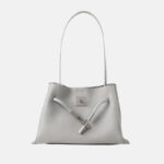Women's Full-Grain Leather Textured Lock Detail Shoulder Hobo Bag