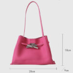 Women's Full-Grain Leather Textured Lock Detail Shoulder Hobo Bag