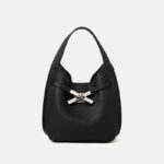 Women's Full-Grain Leather Pebble Hardware Top Handle Shoulder Bag