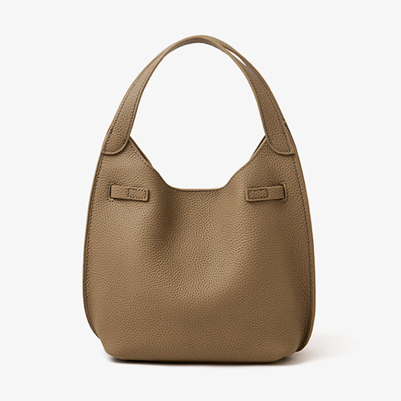Women's Full-Grain Leather Pebble Hardware Top Handle Shoulder Bag